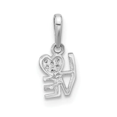 Sterling Silver Rhodium-plated CZ LOVE Pendant