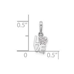 Sterling Silver Rhodium-plated CZ LOVE Pendant