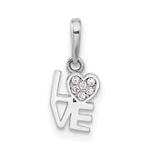 Sterling Silver Rhodium-plated CZ LOVE Pendant