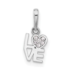 Sterling Silver Rhodium-plated CZ LOVE Pendant
