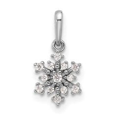Sterling Silver Rhodium-plated Polished CZ Snowflake Pendant - 3