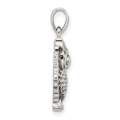 Sterling Silver Polished and Antiqued Owl Pendant
