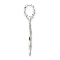 Sterling Silver Polished Enamel Luck with Clover Round Pendant