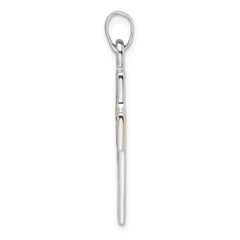 Sterling Silver Rhodium-plated and Gold-tone Reversible Cross Pendant