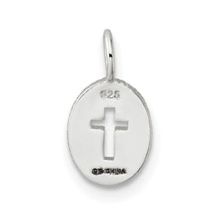 Sterling Silver E-Coating Small Oval Cut-out Cross Charm