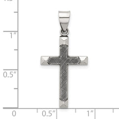Sterling Silver Antiqued Solid Textured Cross Pendant - 2