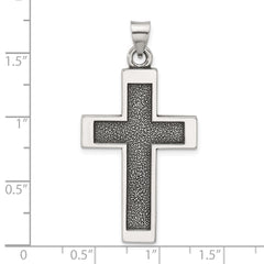 Sterling Silver Antiqued Solid Textured Cross Pendant - 7