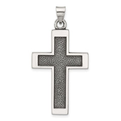 Sterling Silver Antiqued Solid Textured Cross Pendant - 7