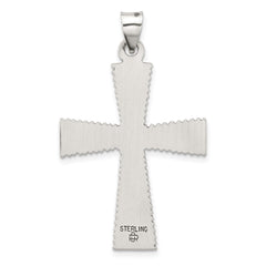 Sterling Silver Antiqued Solid Textured Cross Pendant - 5