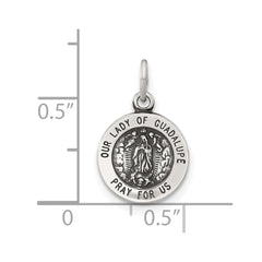 Sterling Silver Antiqued Solid Lady of Guadalupe Medal