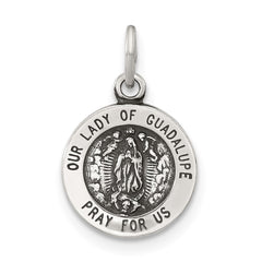 Sterling Silver Antiqued Solid Lady of Guadalupe Medal