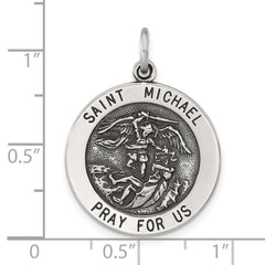 Sterling Silver Solid Antiqued St Michael Pendant