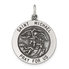 Sterling Silver Solid Antiqued St Michael Pendant