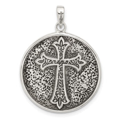 Sterling Silver Oxidized Sacred Heart of Jesus Reversible Medal Pendant