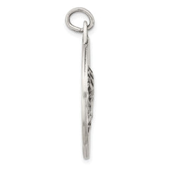 Sterling Silver Antiqued Solid Praying Hands Serenity Prayer Pendant