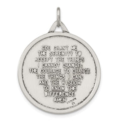 Sterling Silver Antiqued Solid Praying Hands Serenity Prayer Pendant