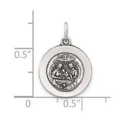 Sterling Silver Antiqued Solid Baptism Medal