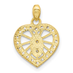 SS Gold and Rose-tone CZ Our Lady of Guadalupe Heart Pendant