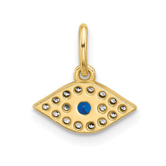 Sterling Silver Gold-tone Synthetic Blue Spinel and CZ Evil Eye Pendant