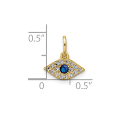 Sterling Silver Gold-tone Synthetic Blue Spinel and CZ Evil Eye Pendant