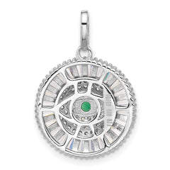 Sterling Silver Rhodium-plated CZ Evil Eye Pendant