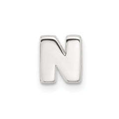Sterling Silver E-coated Letter N Slide Charm