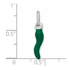Sterling Silver Green Enamel Italian Horn Pendant