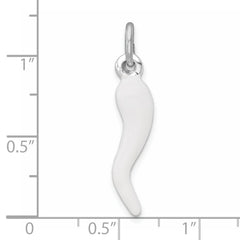 Sterling Silver White Enamel Italian Horn Pendant - 3