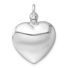 Sterling Silver Rhodium-plated Heart with Center Heart Design Ash Holder Pendant