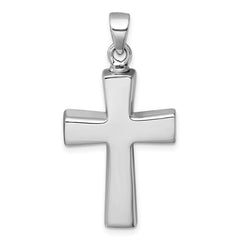 Sterling Silver Rhodium-plated Polished And Brushed Latin Cross Ash Holder Pendant