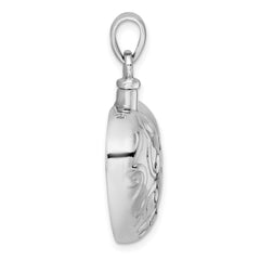 Sterling Silver Rhodium-plated Polished Enameled ALWAYS IN MY HEART Ash Holder Pendant