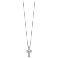 Sterling Silver Rhodium-plated Polished 18 inch Cross Ash Holder Necklace