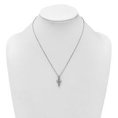 Sterling Silver Rhodium-plated Polished 18 inch Cross Ash Holder Necklace