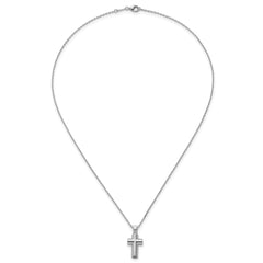 Sterling Silver Rhodium-plated Polished 18 inch Cross Ash Holder Necklace