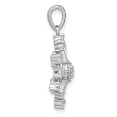 Sterling Silver Rhodium-plated Polished CZ Snowflake Pendant - 2
