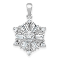 Sterling Silver Rhodium-plated Polished CZ Snowflake Pendant - 2