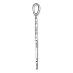 Sterling Silver Rhodium-plated Polished Cutout Budded Cross Pendant