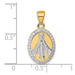 Sterling Silver Gold-tone and Rhodium-plated Polished Miraculous Medal Pendant - 2