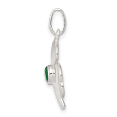 Sterling Silver Clover with Green Glass Charm