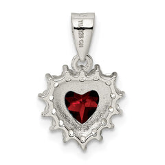Sterling Silver Rhodium-plated Garnet and CZ Pendant