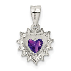 Sterling Silver Rhodium-plated Amethyst and CZ Pendant - 2