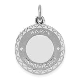 Sterling Silver Rhodium-plated Happy Anniversary Disc Charm - 3
