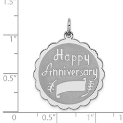 Sterling Silver Rhodium-plated Happy Anniversary Disc Charm - 5