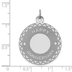 Sterling Silver Rhodium-plated Happy Anniversary Disc Charm - 4