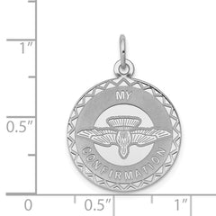 Sterling Silver Rhodium-plated My Confirmation Disc Charm - 2
