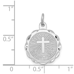 Sterling Silver Rhodium-plated Baptism Disc Charm - 2