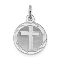 Sterling Silver Rhodium-plated Cross Disc Charm - 3