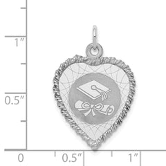 Sterling Silver Rhodium-plated Graduation Cap & Diploma Disc Charm - 2