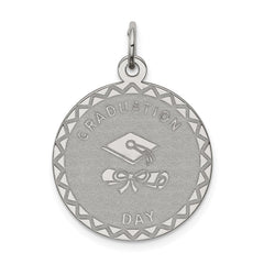 Sterling Silver Rhodium-plated Graduation Day Disc Charm - 4