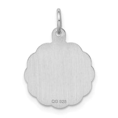 Sterling Silver Rhodium-plated Sweet Sixteen Disc Charm - 6